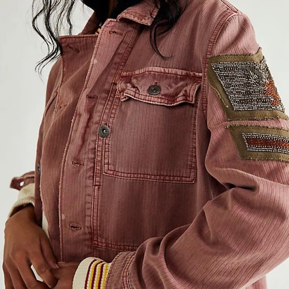 Embroidered Patchwork Jacket - Pink - image 2